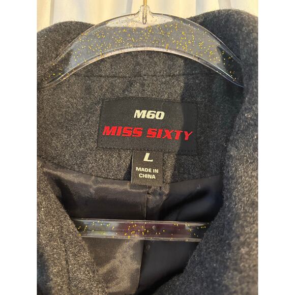 Miss Sixty Grey Wool Pea Coat Size Large - Picture 7 of 7